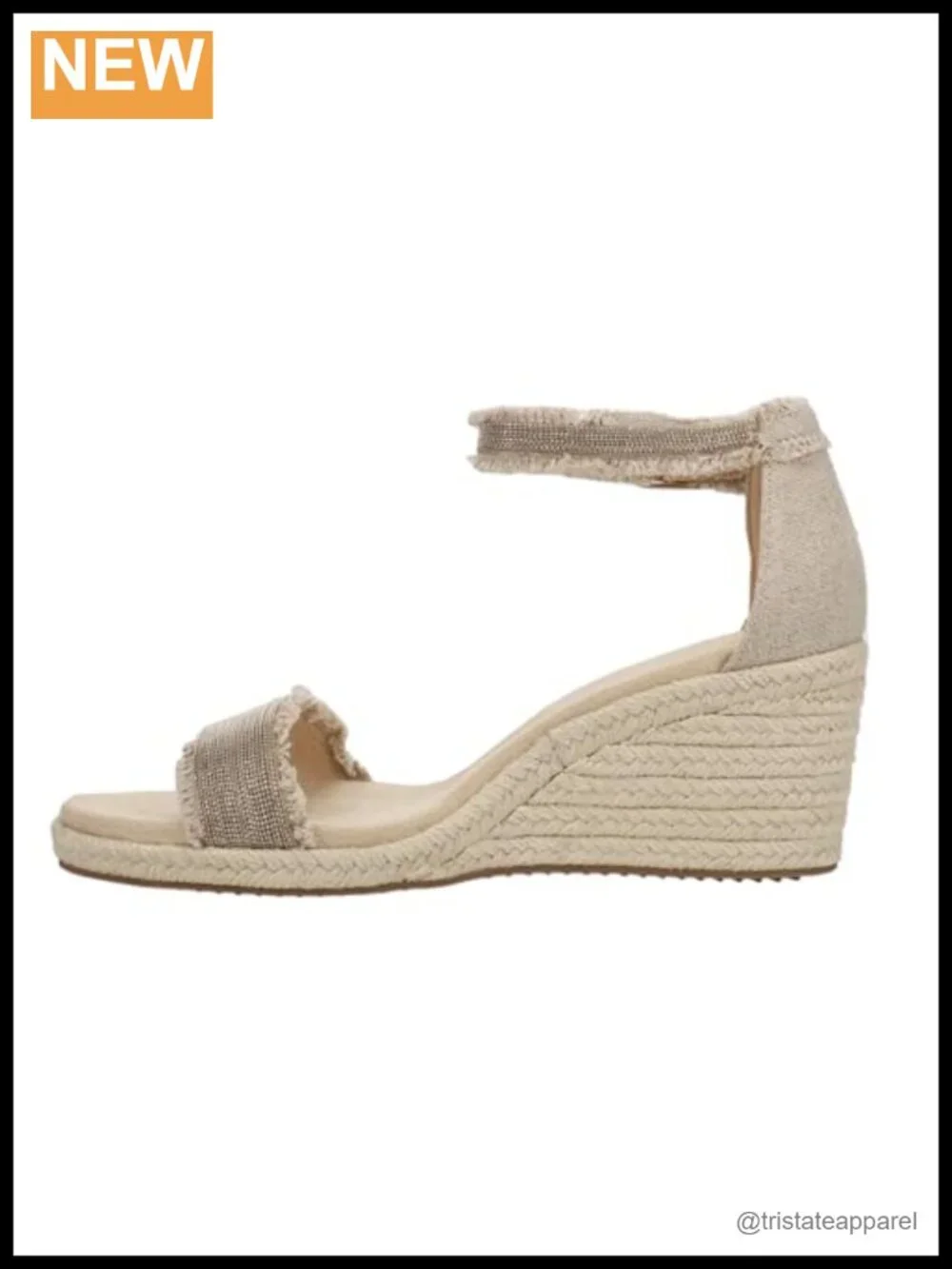 Layry Natural Canvas Ankle Strap Wedge Sandals Comfort Buckle Casual